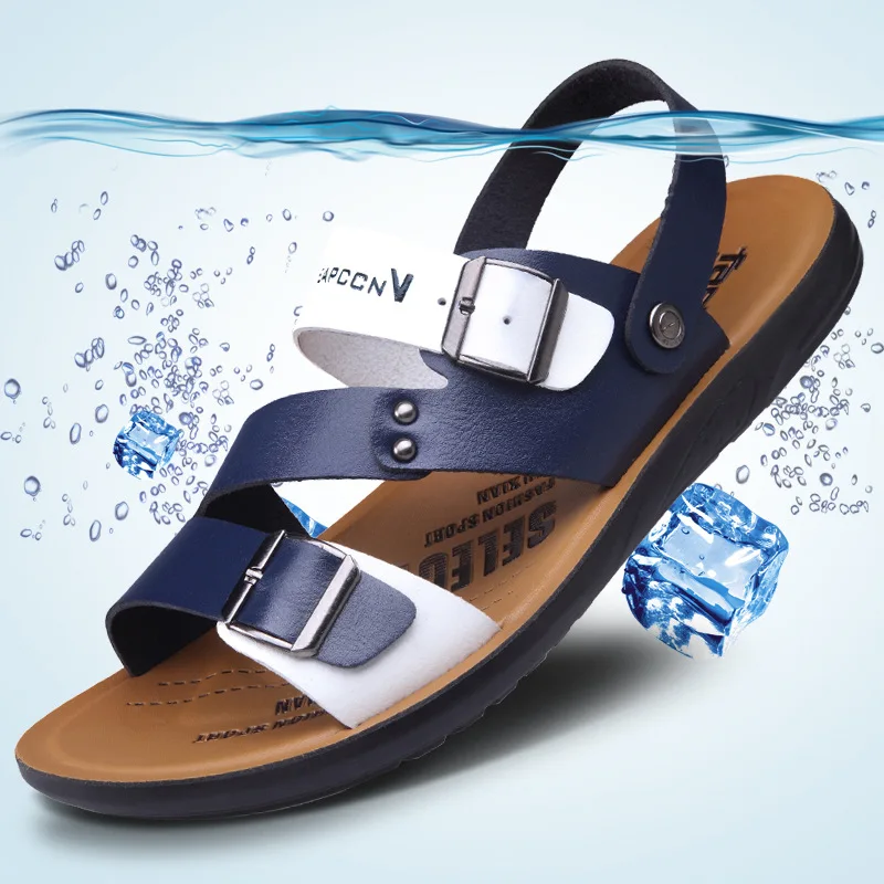 

2022 Summer Men Sandals PU Leather Male Beach Shoes CheapCasual Mixed Color Breathable Mans Footwear Antiskid Fashion Sandalias