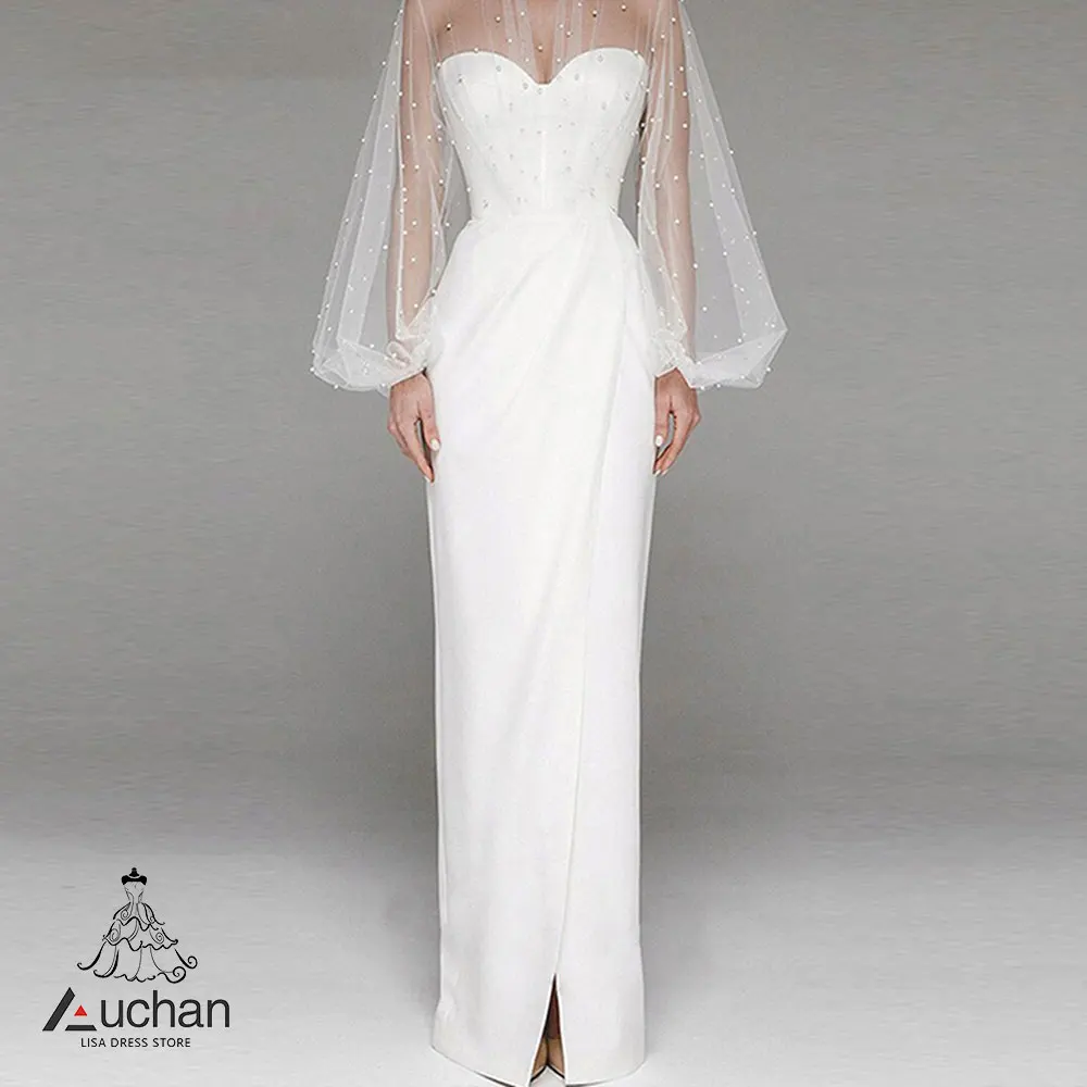 

Auchan Sweetheart Prom Dress Evening Dress Long Sleeves Floor Length Elegant Wedding Party Formal Gowns For Women Arabic