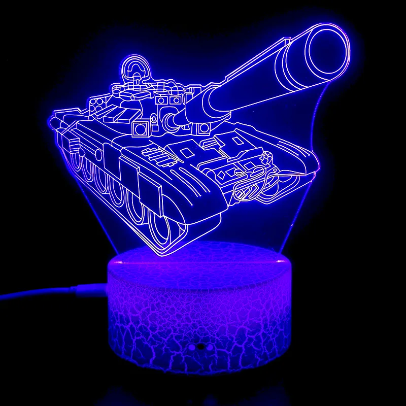 3D иллюзия Лампа грузовик Танк экскаватор игрушки акриловый светодиодный