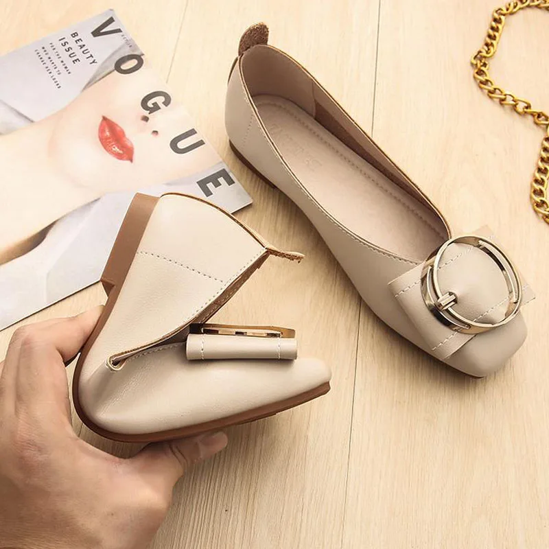 

Fashion New Square Toe Flats Sole Single Shoes Large Size 41 42 43