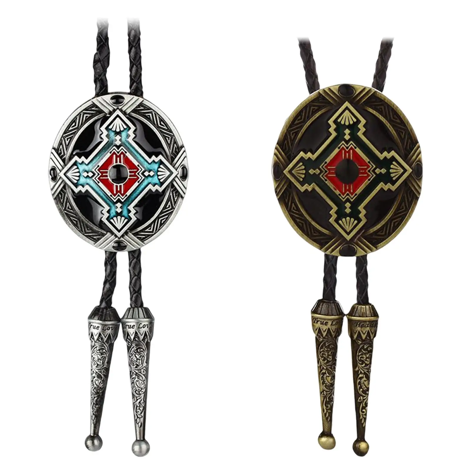 

Bolo Tie Western Cowboy Pendant , Slide Pendant to Adjust Length Rope Length 100cm