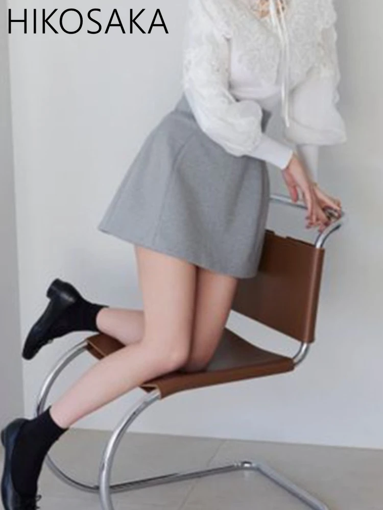 Юбка женская трапециевидная с высокой талией однотонная в японском стиле