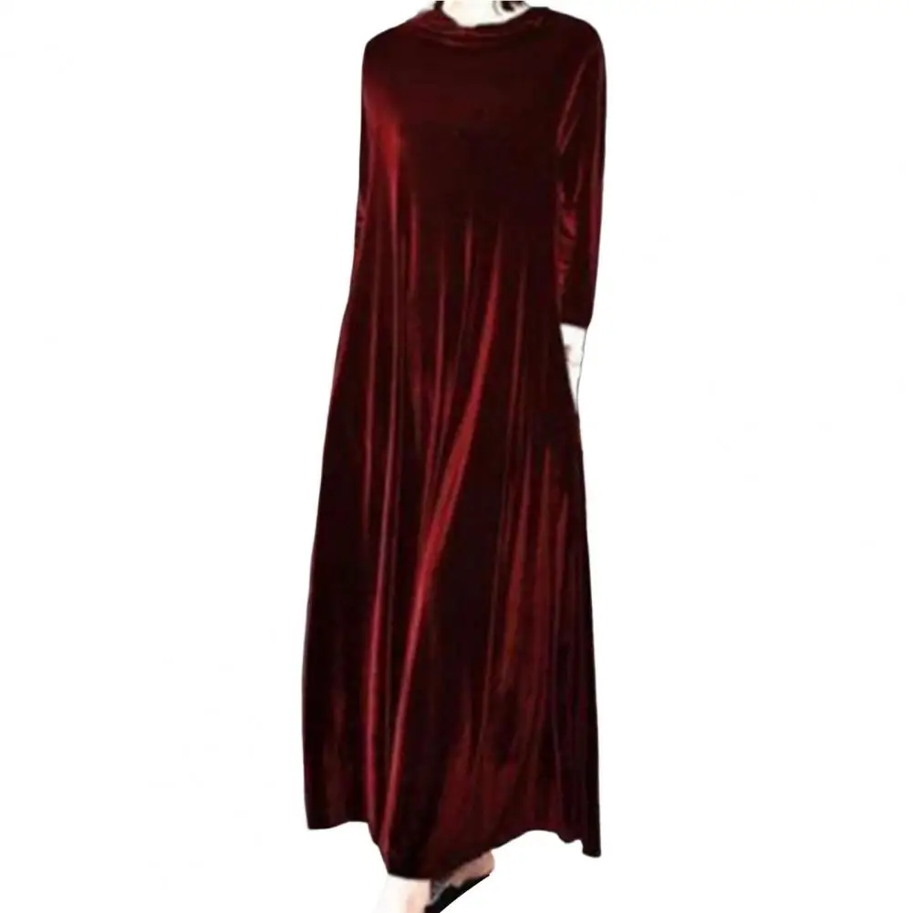 

Классическое женское платье макси, удобное праздничное однотонное бархатное длинное платье А-силуэта до щиколотки, платье для отпуска