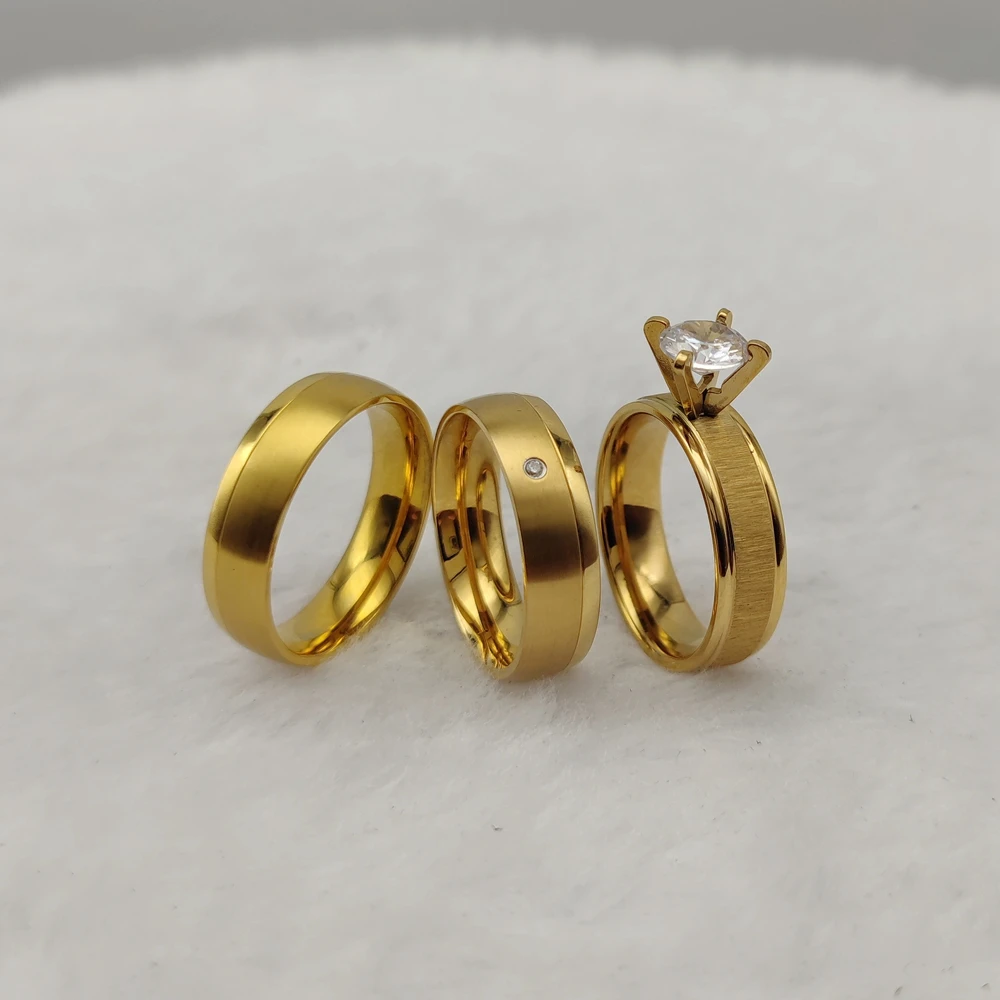 Простые модные ювелирные изделия для невесты жениха 24-каратное золото с