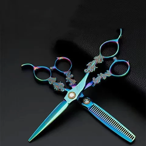 

Титановые 6 Профессиональные Парикмахерские ножницы набор для стрижки парикмахерской стрижка филировка ножницы парикмахерские инструменты ножницы