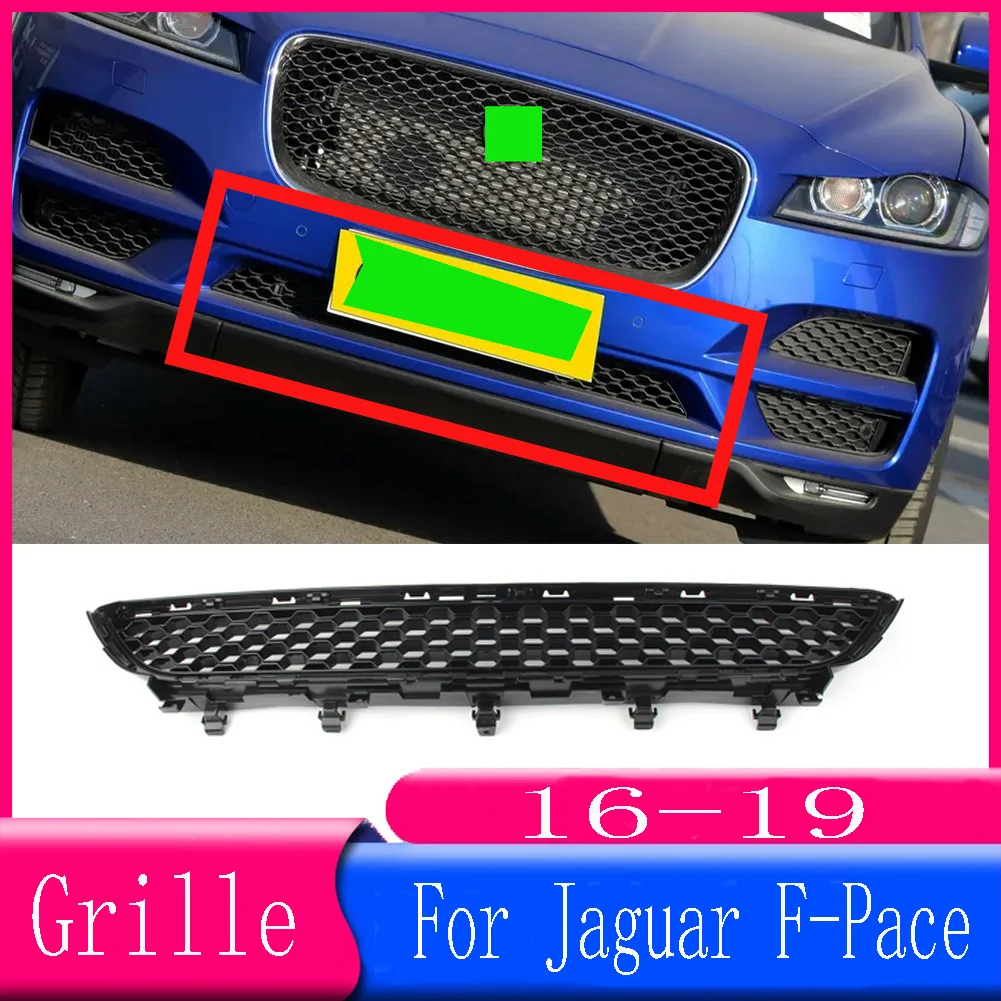 

For Jaguar F-PACE/F PACE 2016 2017 2018 2019 Car Accessory Front Bumper Lower Grille Centre Panel Styling Upper Low Grill Black