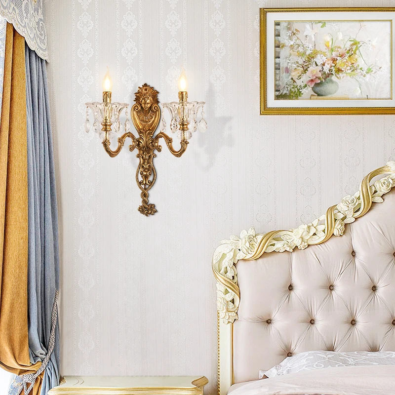 Европейская королевская настенная лампа для гостиной коридора французская