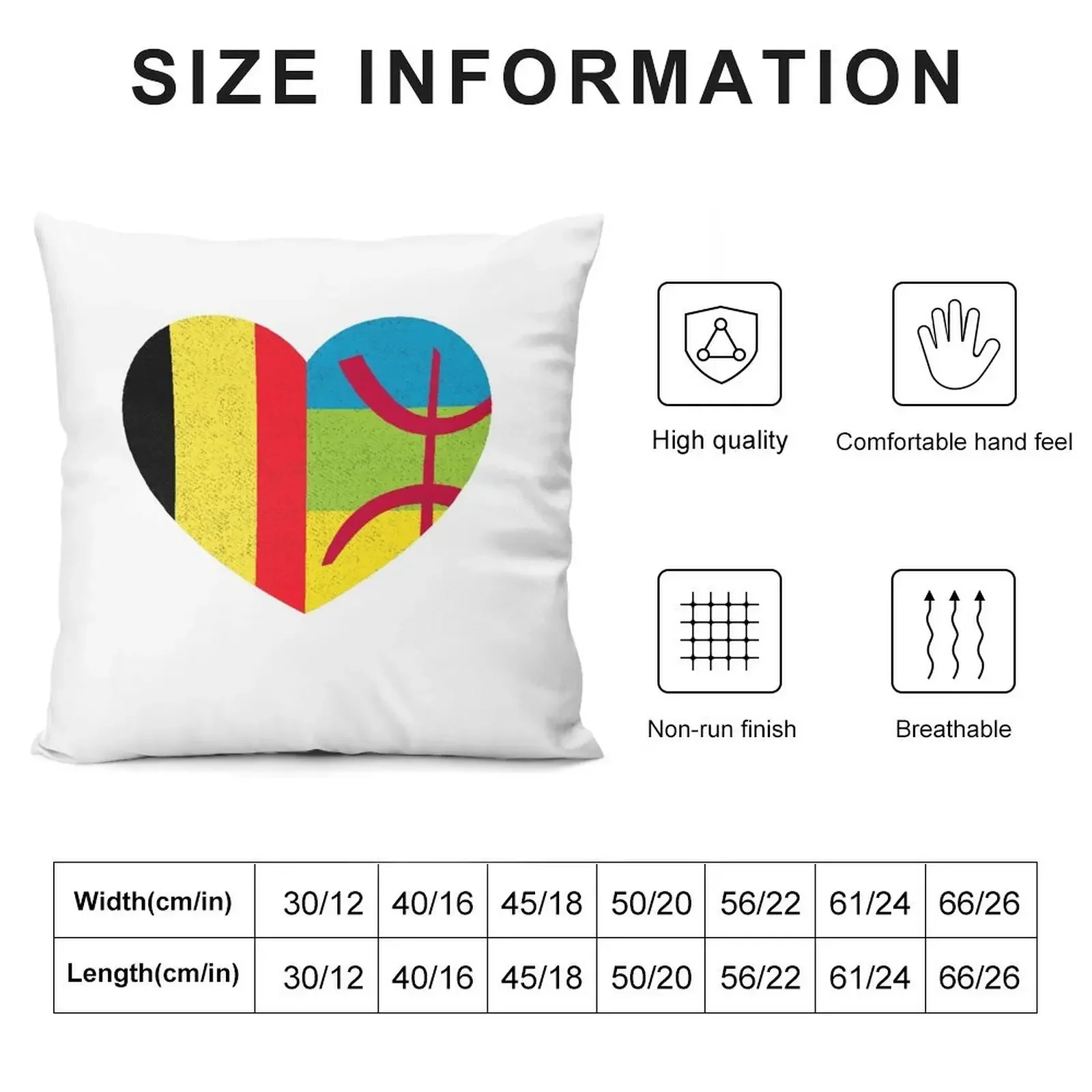 Наволочка Amazigh Kabyle Belgian Pride Heart Tamazgha