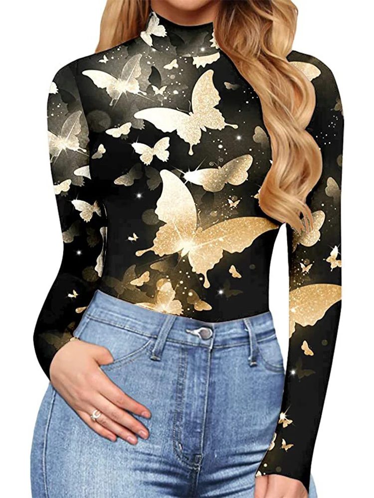 

Women Sexy Slim Long Sleeve Romper Overalls Lady Fashion Elegant Bodysuits Base Playsuits Spring Vintage Printed Short Jumpsuits