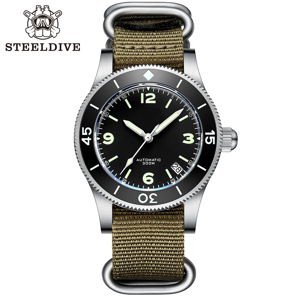 

Steeldive Fifty Fathoms Diver Watch With Date 41MM 300m Water Resistant Ceramic Bezel Sapphire Glass NH35 Automatic Mechanical M