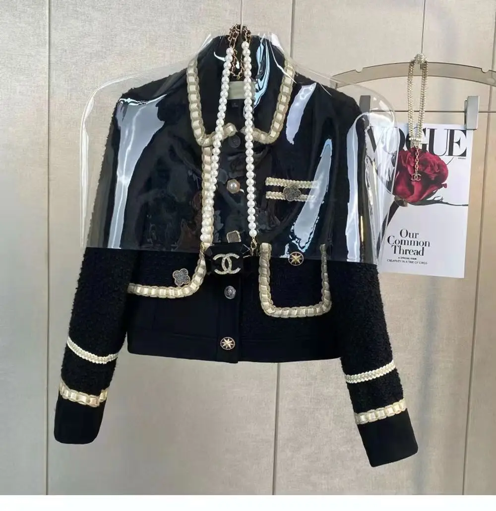 Женский твидовый жаккардовый ароматный костюм куртка пальто топ и юбка комплект