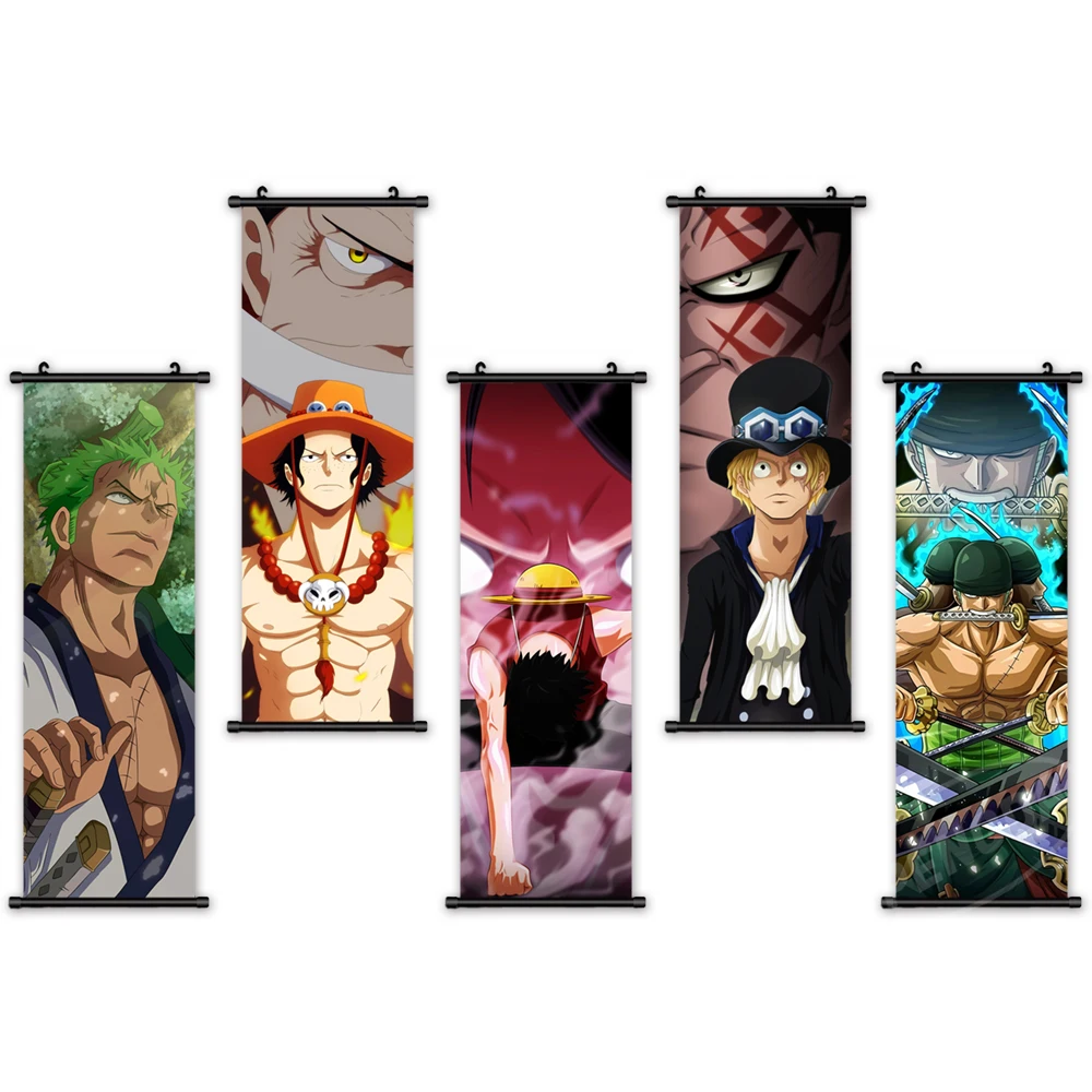 

Print Canvas Modern Monkey D. Luffy Wall Art One Piece Painting Japanese Anime Solid PVC Hanging Scrolls Poster Home Decor Style