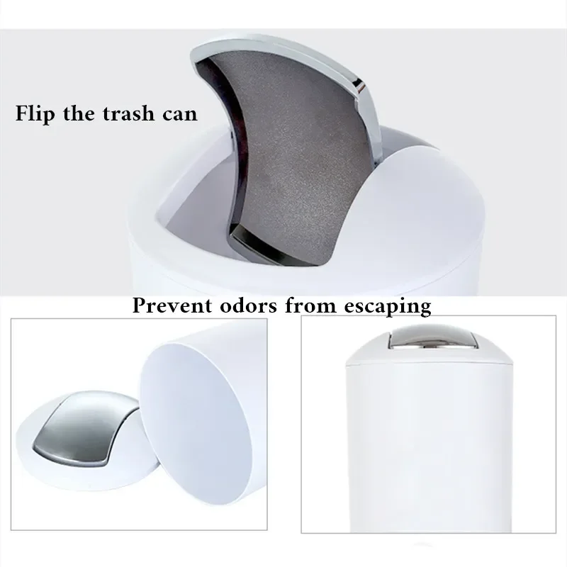 

6Pcs Bathroom Accessories Set Bath Ensemble Soap Dish Trash Can Toilet Brush Necessities Solid color trash can