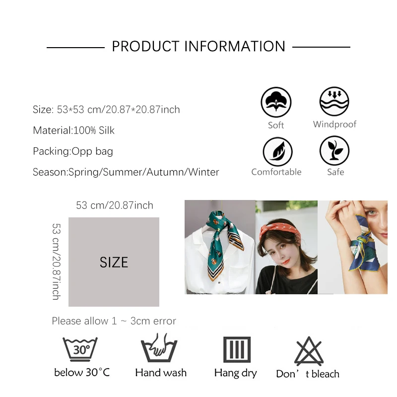 2022 летний маленький 100% шелковый шарф Женский натуральный женский платок в