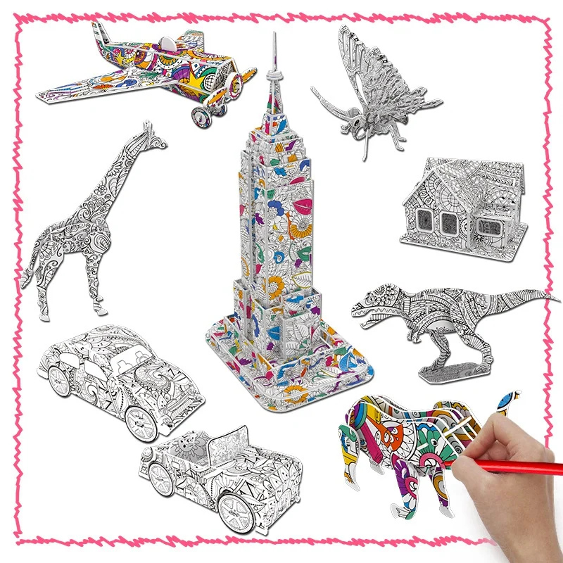 

Набор 3D-пазлов для раскрашивания, Пазл «сделай сам», игрушка-каракули, граффити, художественная раскраска, игрушка для детей, подарок