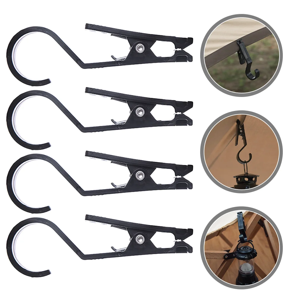 

4 Pcs Outdoor Accessories Shower Curtain Clip Tent Peg Multi-function Hook Hanging Clips Lamp Hanger Pp Clamp