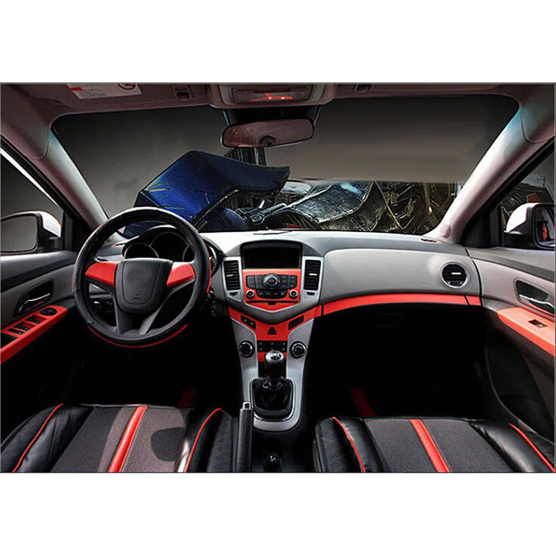

Vinyl Car Sticker Center Wrap Decal Interior Panel Protect Red Self 3D