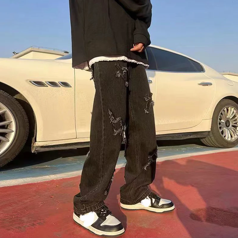 Oversized Men's Wide Leg Y2K Clothes Women Hip Hop Baggy Jeans Straight Trousers Casual Mopping Denim Pants For Men Streetwear