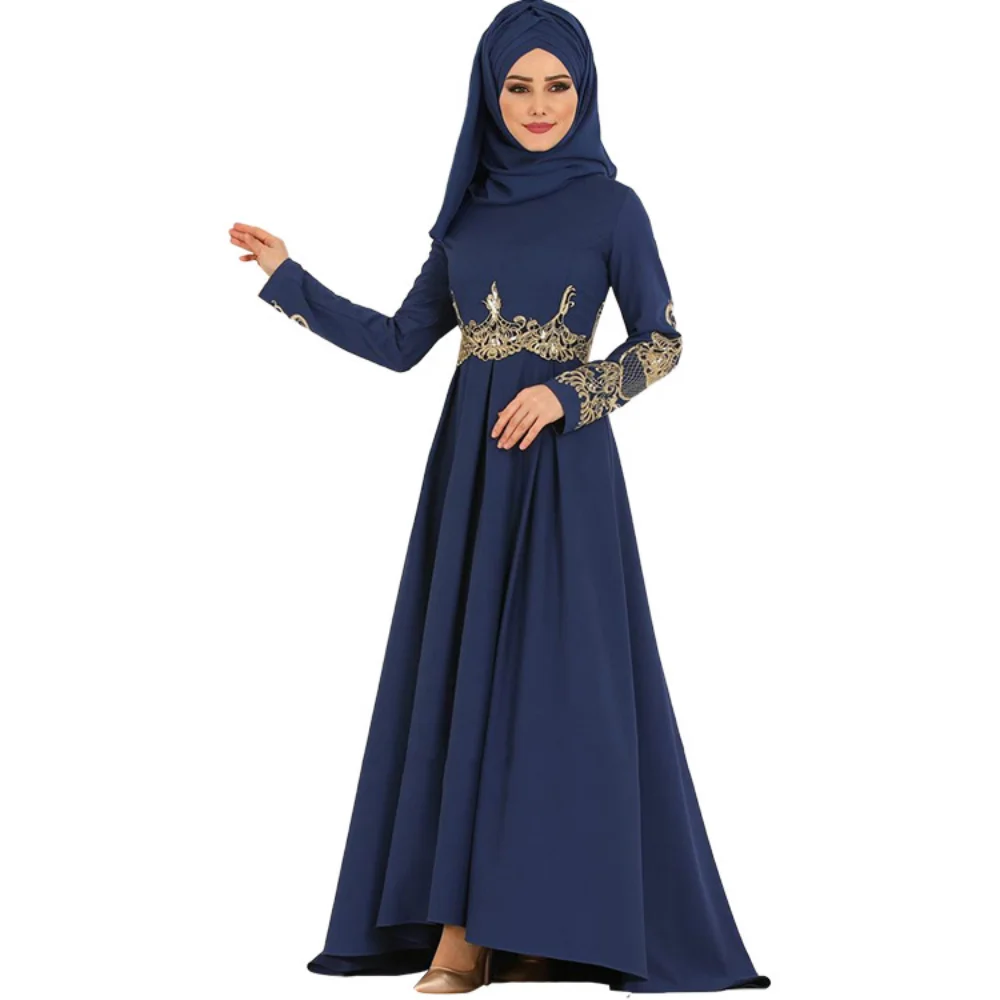 New Three-dimensional Embroidered High Waist Slim National Long Dress Elegant Dress Middle East Abaya Dubai Kaftan Vestidos