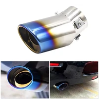 universal car exhaust muffler tip round stainless steel pipe chrome tail muffler exhaust tip pipe silver car accessories