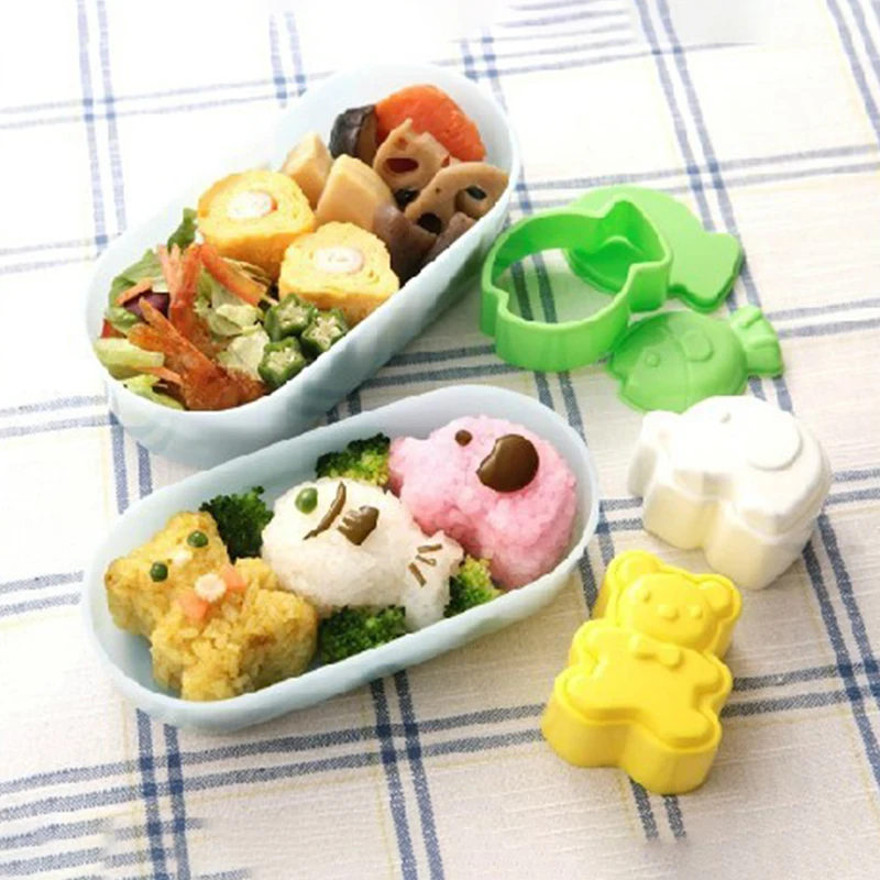 

3 стиля/набор медведь и слон маленькая рыба искусственная форма для суши бэнто форма для детей студентов офиса