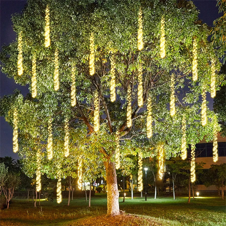 2023 New LED Meteor Shower Fairy Lights Outdoor Garland Christmas Firecracker String Light for Party Xmas Tree Garden Decoration