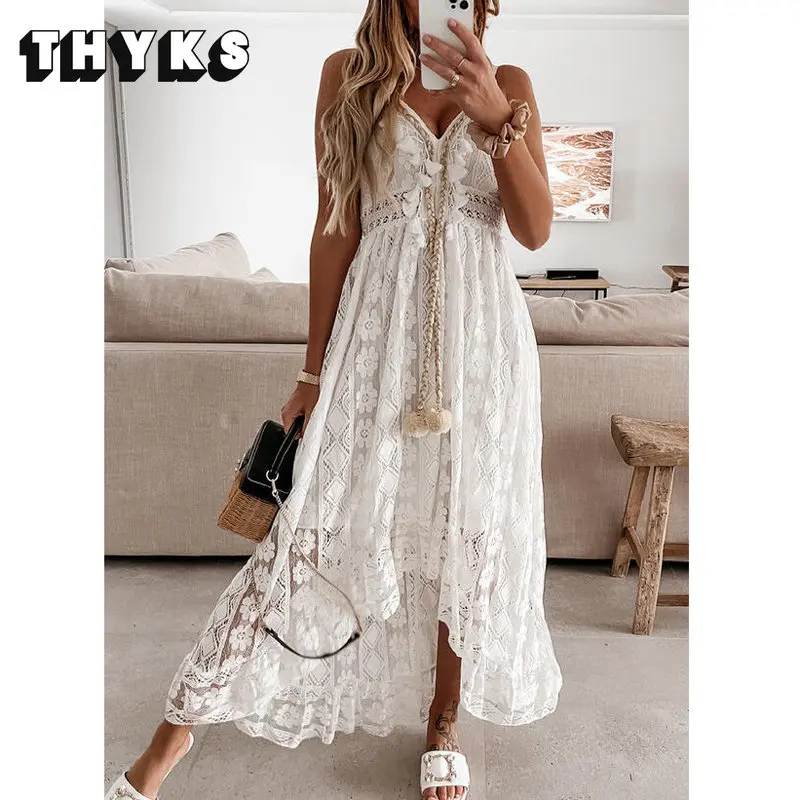 

Женское платье с V-образным вырезом, летнее модное сексуальное кружевное праздничное платье в стиле пэчворк, элегантное женское платье на бретелях-спагетти