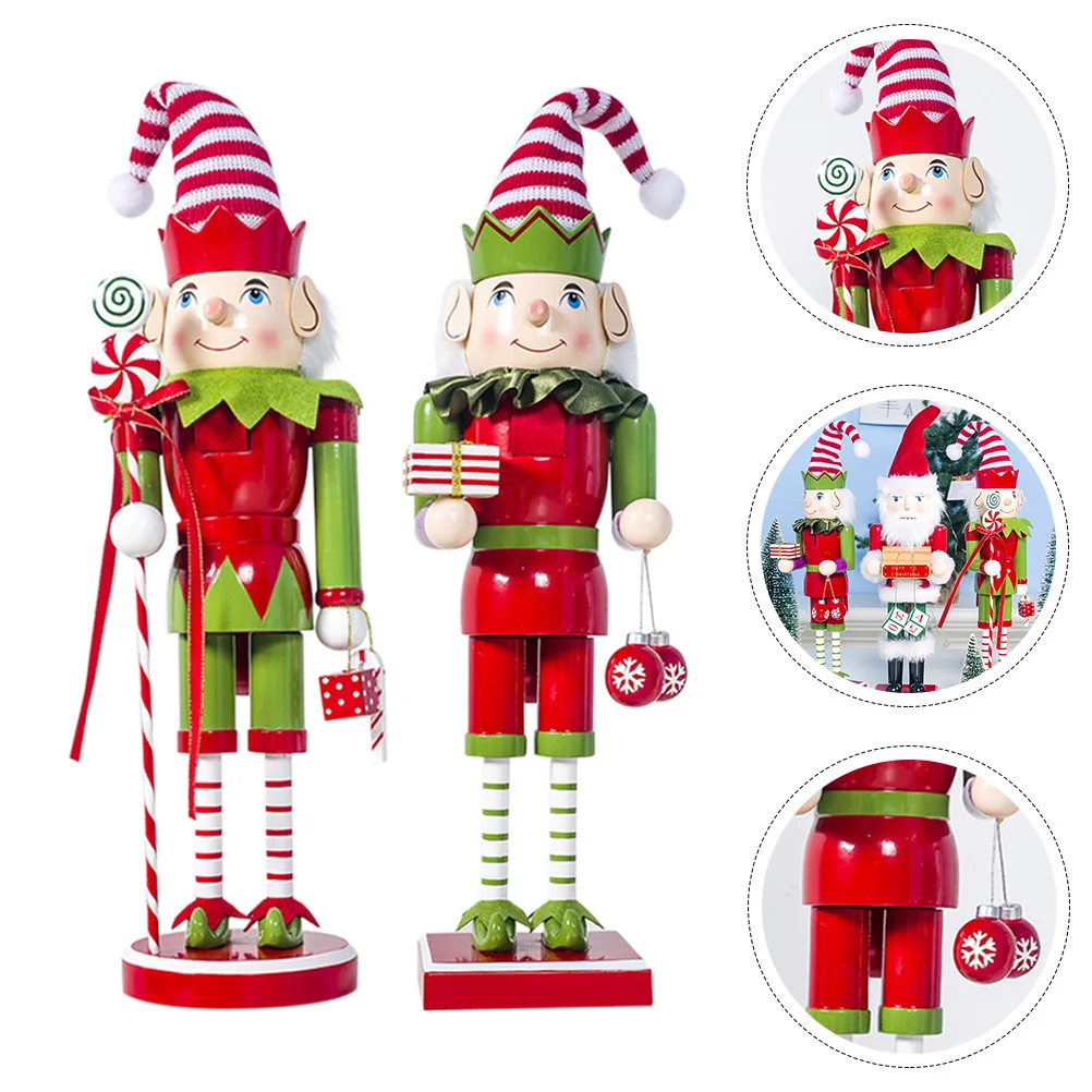 

Nutcracker Christmas Woodenornament Desktop Decoration Soldier Decor Nutcrackers Wood Table Decorations Figurines Elf Figures