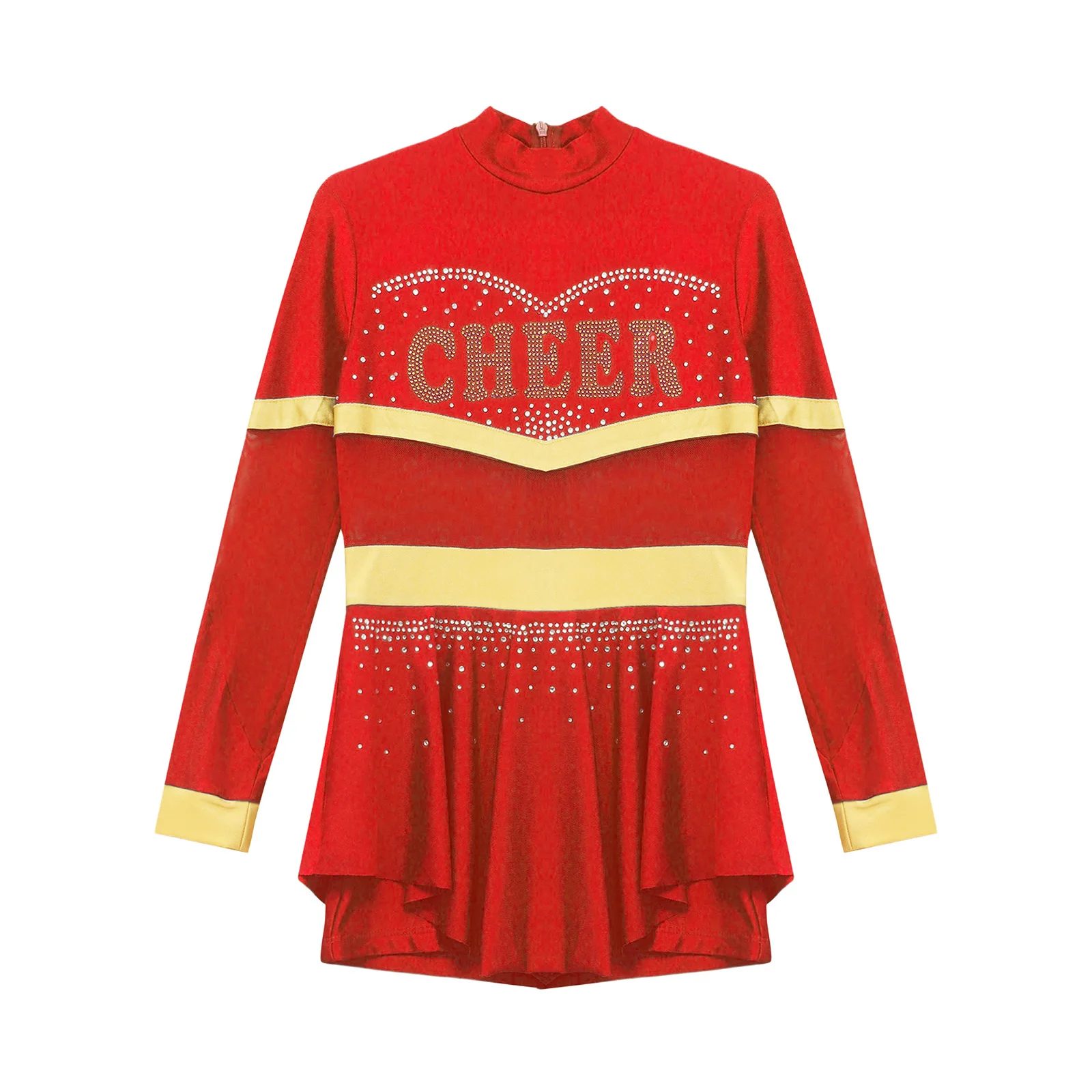 Наряд для девочек Cheer Leader комбинезон черлидинга с бриллиантами и ручным бантом