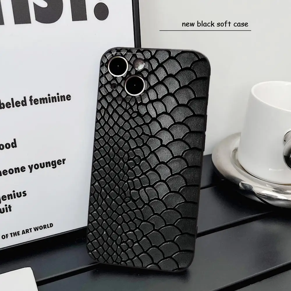 Фото Чехол HYBXAXC из мягкого TPU черного цвета для iPhone 15 14 13 12 11 Pro Max XS XR X 8 7 SE, премиум-класс, имитация змеиной кожи №5