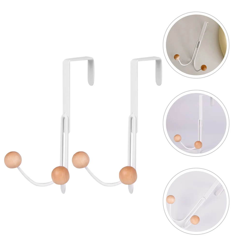 

2 Pcs Over The Door Hook Heavy-duty Hanger Towel Holder Multifunction Clothes Sundries Storage Coat Wood Hanging Rack Stand