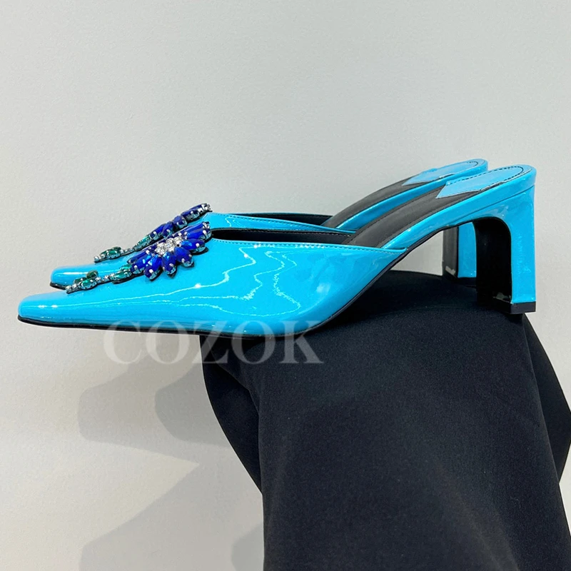 

Ladies Slippers Summer New Free Shipping Fashion Crystal Decor Flower Design High Heels Elegant Pointed Toe Female Pumps