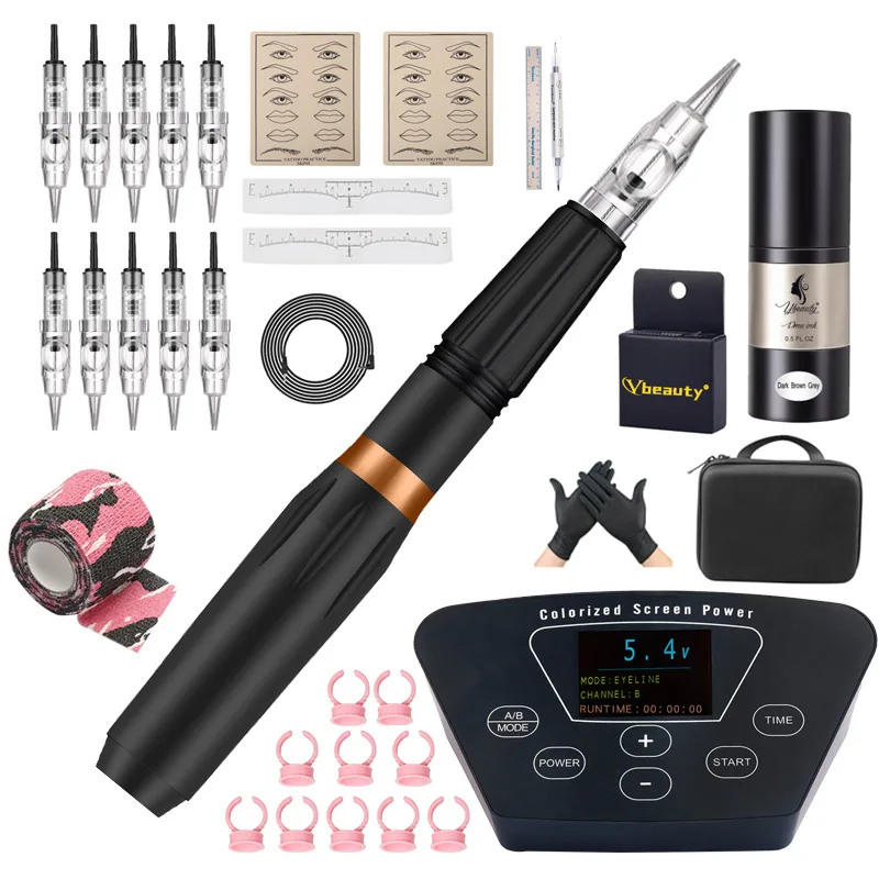 

Набор цифровых тату-машинок с зеркальной панелью, микроблейдинг, Вращающаяся ручка, золотой Pmu микроблейдинг, Перманентный макияж, тату-машинка для бровей