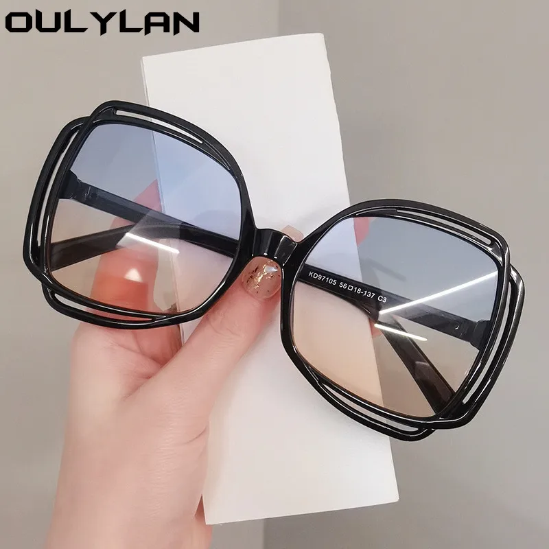 

Солнечные очки Oulylan оверсайз UV400 для мужчин и женщин, модные роскошные брендовые дизайнерские Классические солнечные очки синего, коричнево...