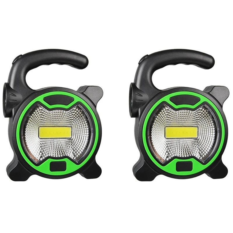 

AT14 2X Portable Work Lamp LED Lantern Waterproof Emergency Spotlight Rechargeable Floodlight For Outdoor Hiking,Green