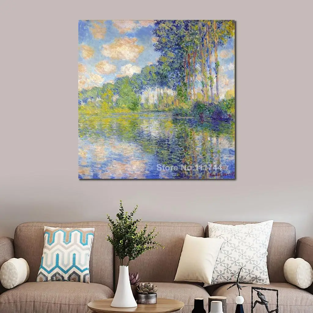 Фото Холст с деревьями, арт-тополы на Epte, Клод Моне, масляная живопись, пейзаж, ручная роспись, Современное украшение для семейной комнаты №3