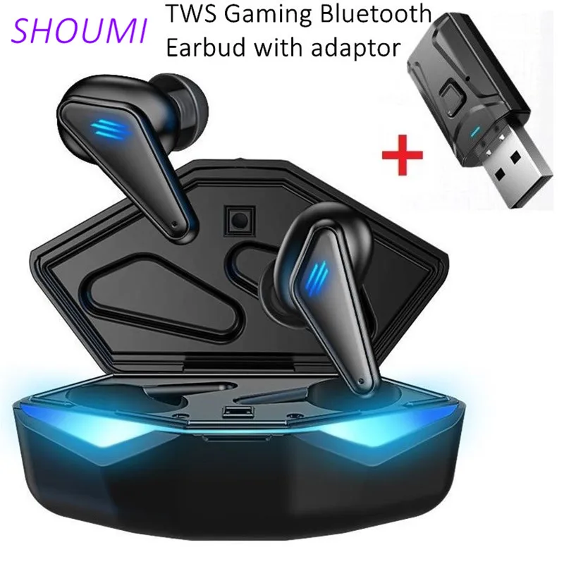 Игровые наушники TWS с низкой задержкой игровая гарнитура басами светодиодный