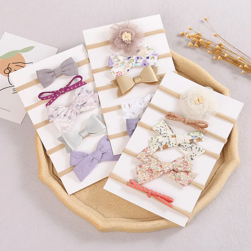 

Baby Girls Bows Headband Nylon Elastic Hairband Cute Newborn Infant Hair Accessories Kids Head Band Babies Stuff Gifts 5Pcs/set