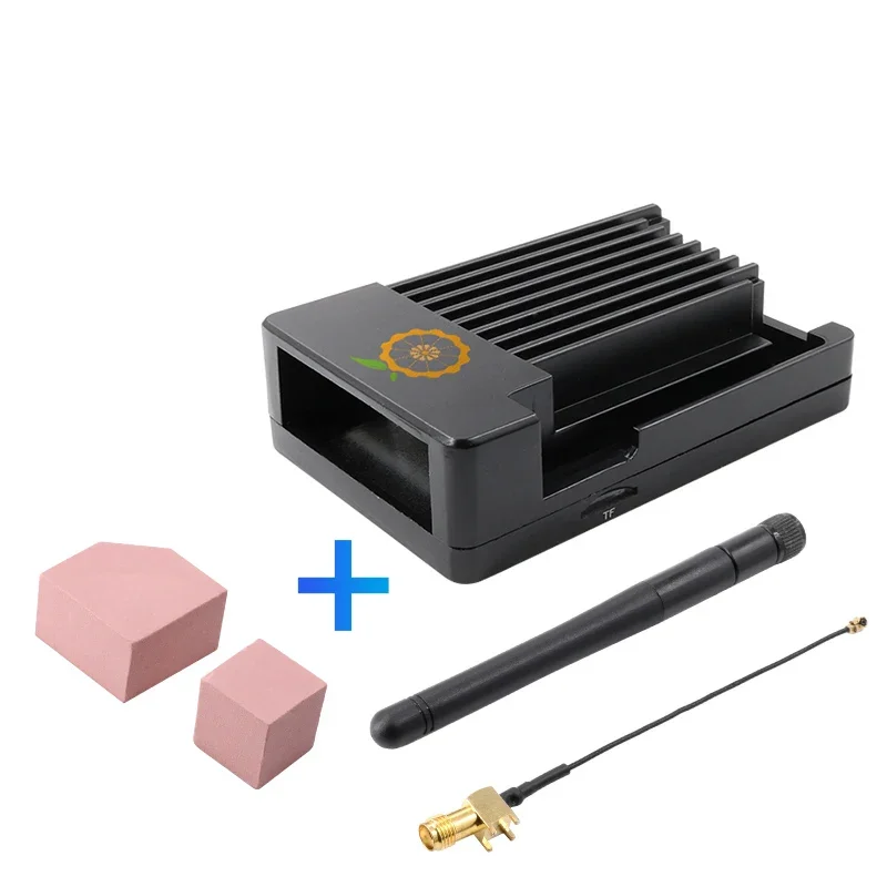 Черный защитный чехол из алюминиевого сплава Orange Pi 4/4B + антенна термопроводящий