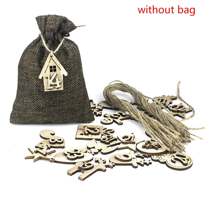 Рождественский адвент-календарь сумки украшения 1-24 деревянных этикеток для