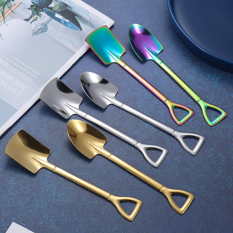 

Stainless Steel Shovel Spoon Coffee Spoon Shovel Dessert Spoon Fruit Shovel Ice Cream Spoon Shovel Creative Cute Shovel Spoon