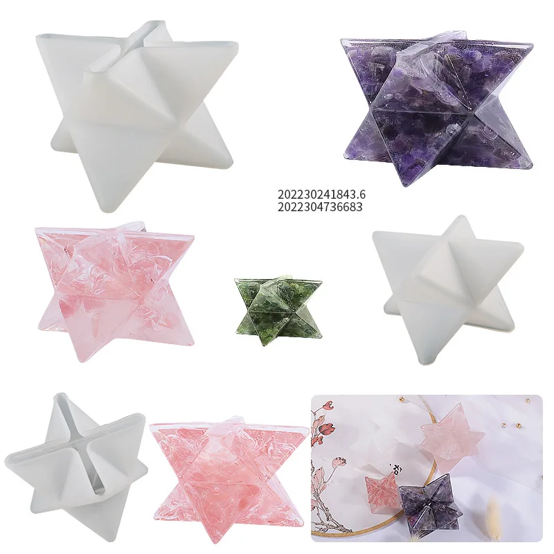 

DIY epoxy resin drop Merkaba star crystal mold Six star pendant ornaments silica gel mold