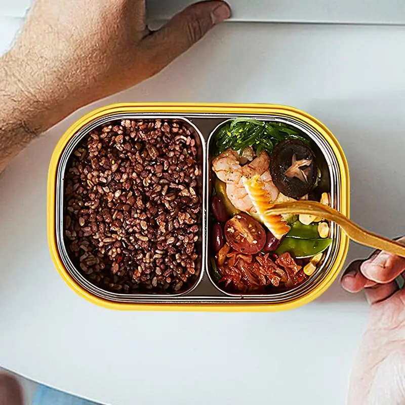 Детский семейный школьный Ланч-бокс из нержавеющей стали с 2 отделениями