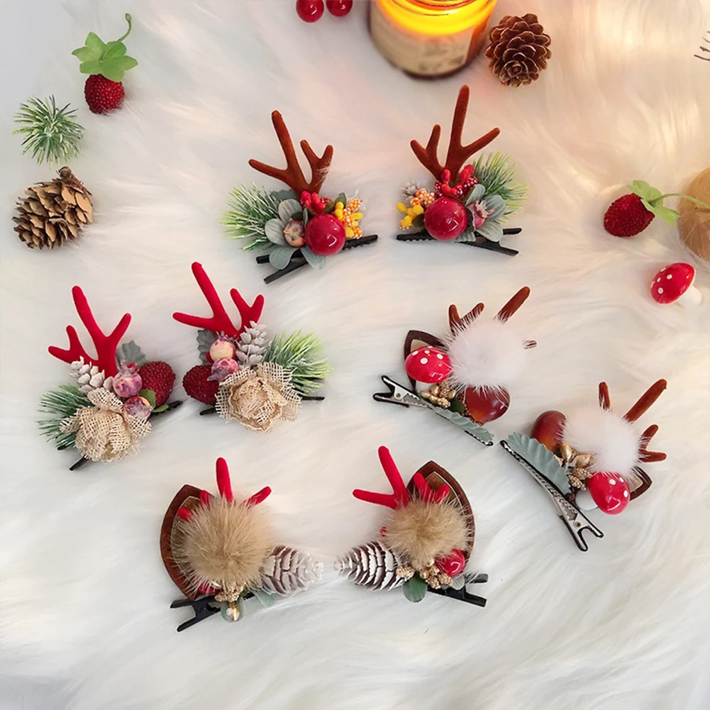 

New Christmas Hairpin Antler Hair Clips Deer Ear Christmas Party Headbands Festival Rubber Bands Ball Hair Accessories Gifts