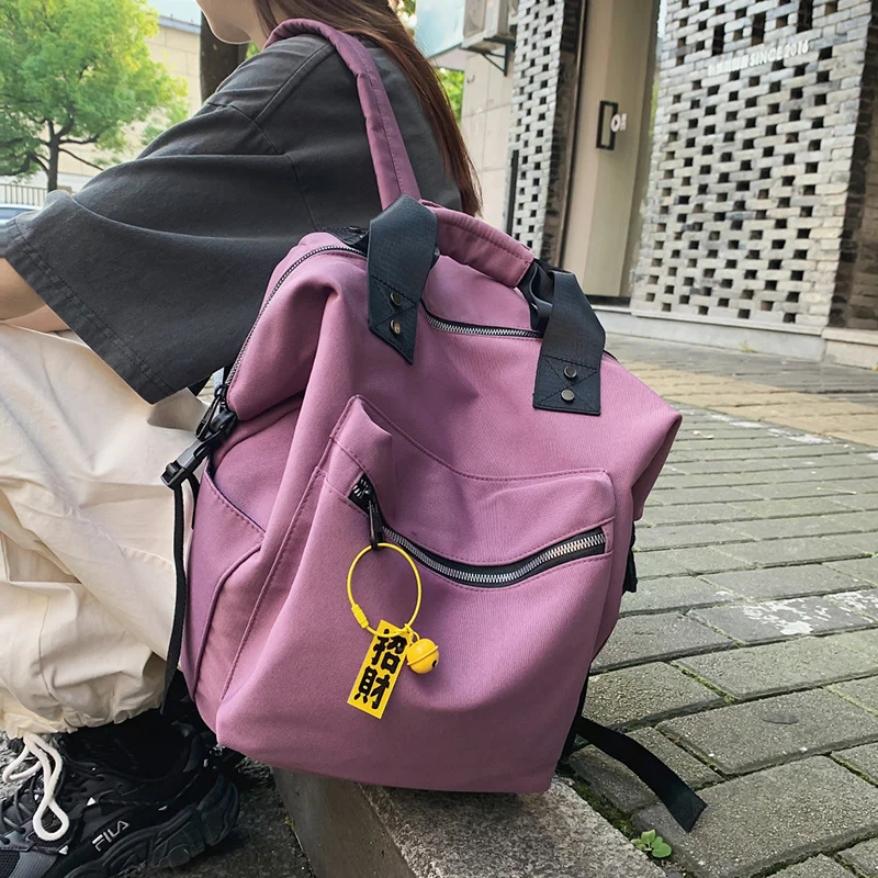 

Fashion Women Waterproof Nylon Backpacks High Capacity Travel Bag Female Double Handle School Backpack For Teenage Girl