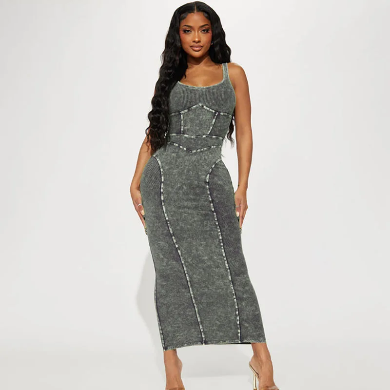 

Women's geometric stitching sleeveless dress