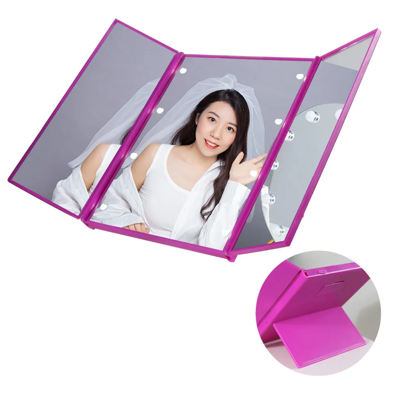 

Desktop Makeup Mirror with LED Light,Foldable Makeup Mirror Simple Portable Princess Mirror Vanity Mirror with Stand for Women