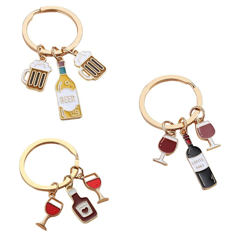 

Creative Keychain Beer Key Ring Beer Cup Red Wine Key Chain Souvenir Gift For Women Men Handbag Accessories Car Hanging Jewelry