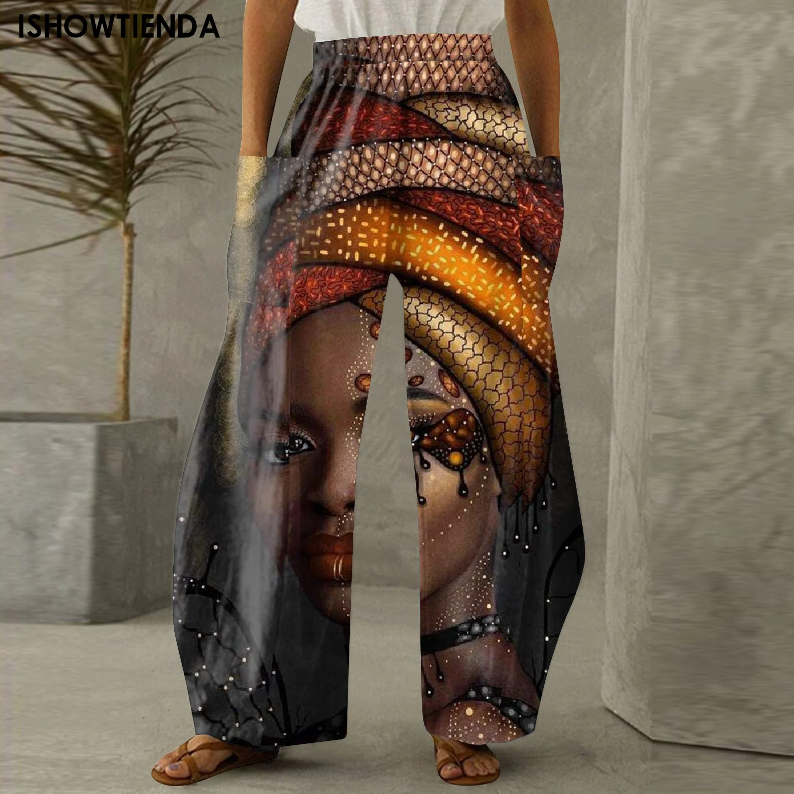 

Abstract Cool Print Women's Pants Print Casual Straight Leg Loose Wide Leg Large Size Trousers Classic Trendy Pants 2023 New