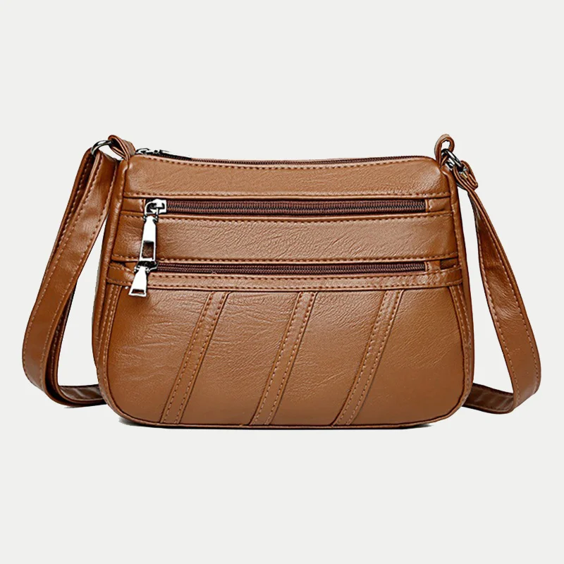 

Casual Women Shoulder Bags Vintage Soft Leather Multi-layer Messenger Bag mama Handbag Crossbody Purse